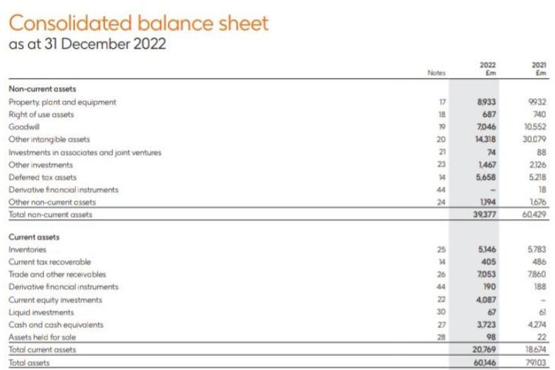 Consolidated balance sheet as at 31 December 2022 Non-current assets Property plant and equipment Right of