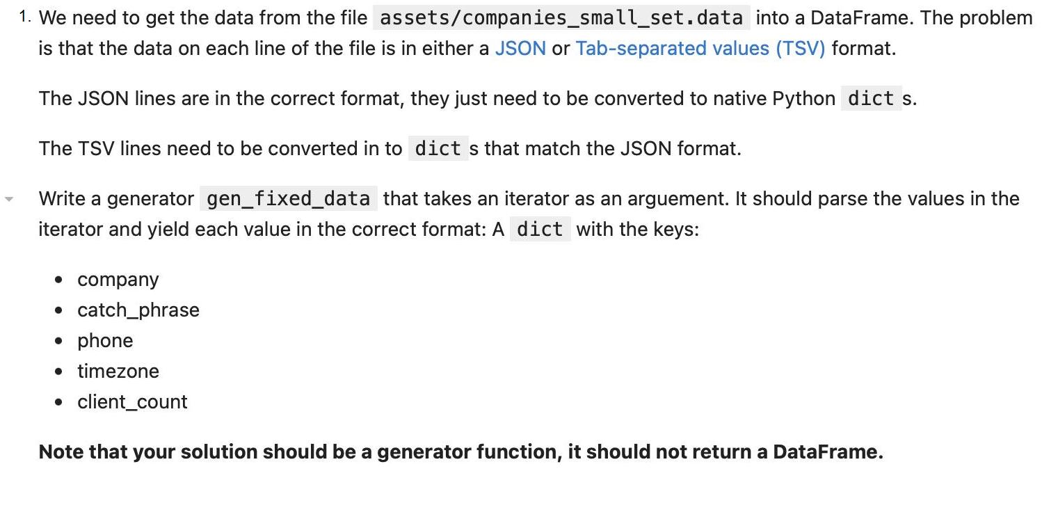 1. We need to get the data from the file assets/companies_small_set.data into a DataFrame. The problem is