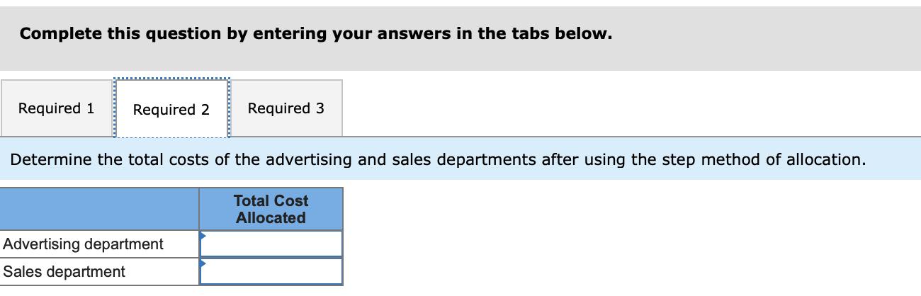 Complete this question by entering your answers in the tabs below. Required 1 Required 2 Required 3 Determine