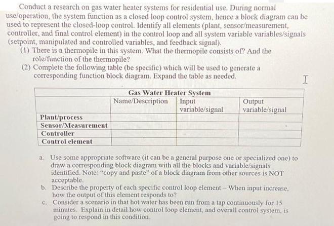 Conduct a research on gas water heater systems for residential use. During normal use/operation, the system