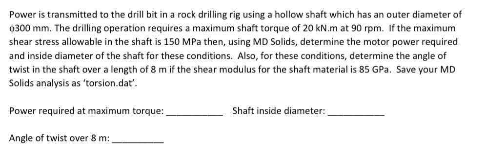 Power is transmitted to the drill bit in a rock drilling rig using a hollow shaft which has an outer diameter
