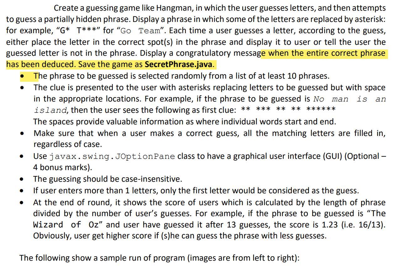 Create a guessing game like Hangman, in which the user guesses letters, and then attempts to guess a