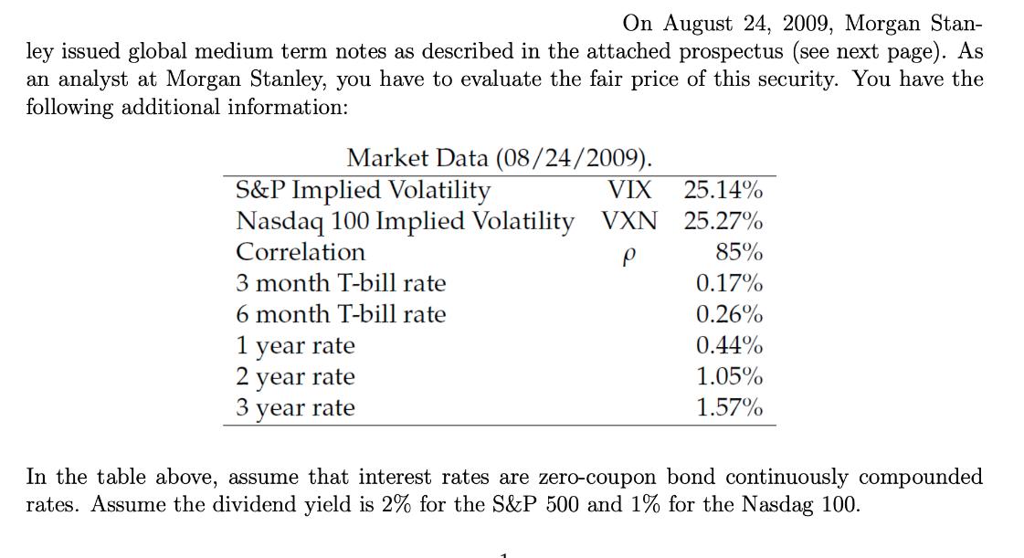 On August 24, 2009, Morgan Stan- ley issued global medium term notes as described in the attached prospectus