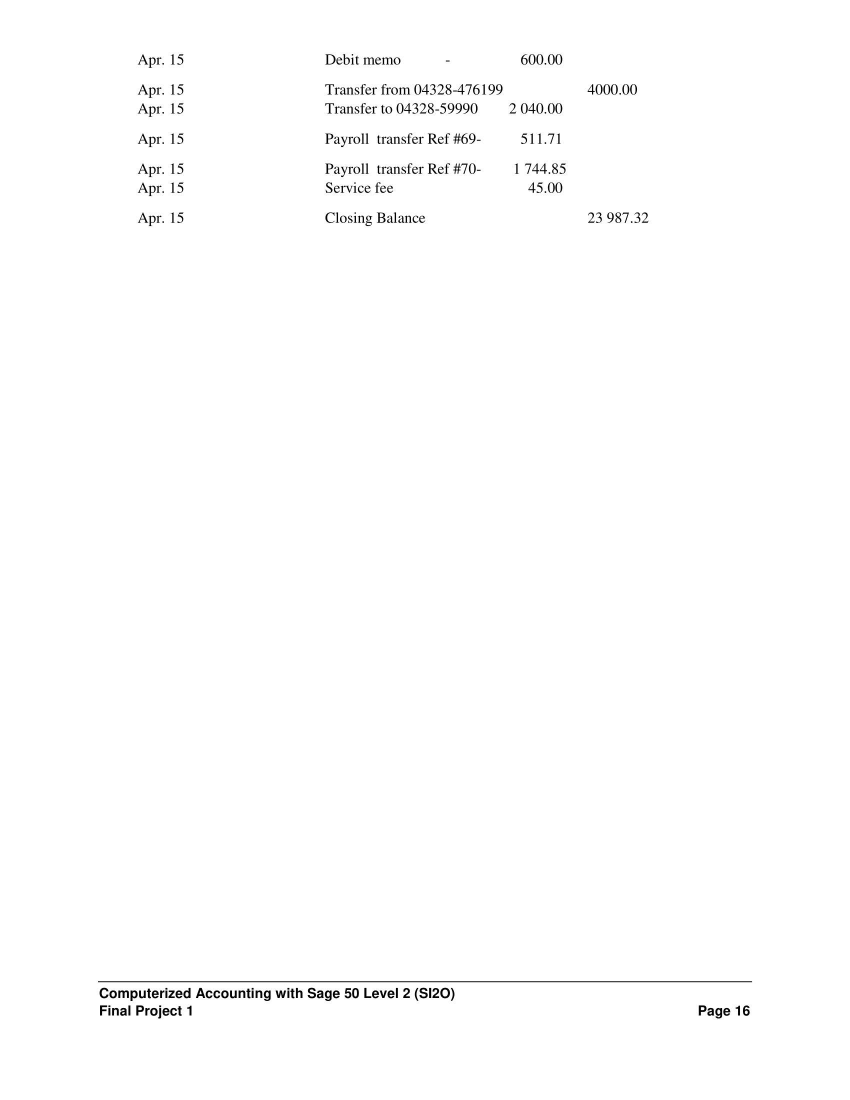 Apr. 15 Apr. 15 Apr. 15 Apr. 15 Apr. 15 Apr. 15 Apr. 15 Debit memo Transfer from 04328-476199 Transfer to