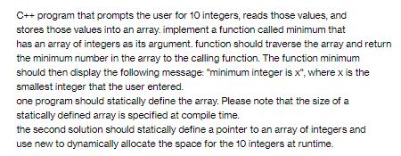 C++ program that prompts the user for 10 integers, reads those values, and stores those values into an array.