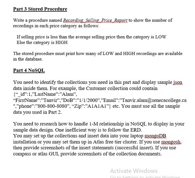 Part 3 Stored Procedure Write a procedure named Recording Selling Price Report to show the number of