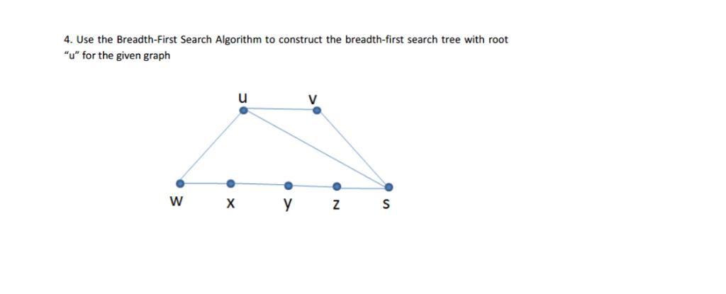 4. Use the Breadth-First Search Algorithm to construct the breadth-first search tree with root 