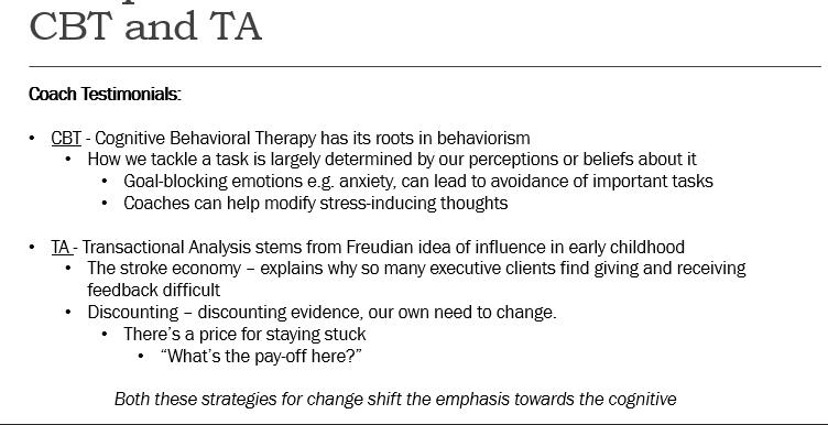 CBT and TA Coach Testimonials: CBT - Cognitive Behavioral Therapy has its roots in behaviorism How we tackle