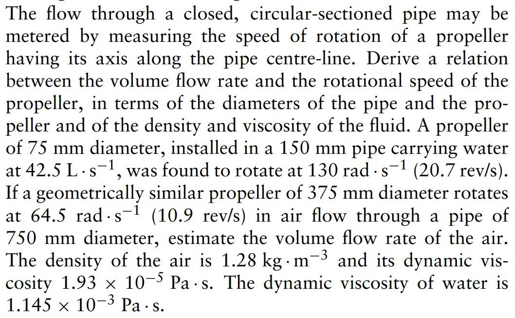 pipe may be The flow through a closed, circular-sectioned metered by measuring the speed of rotation of a