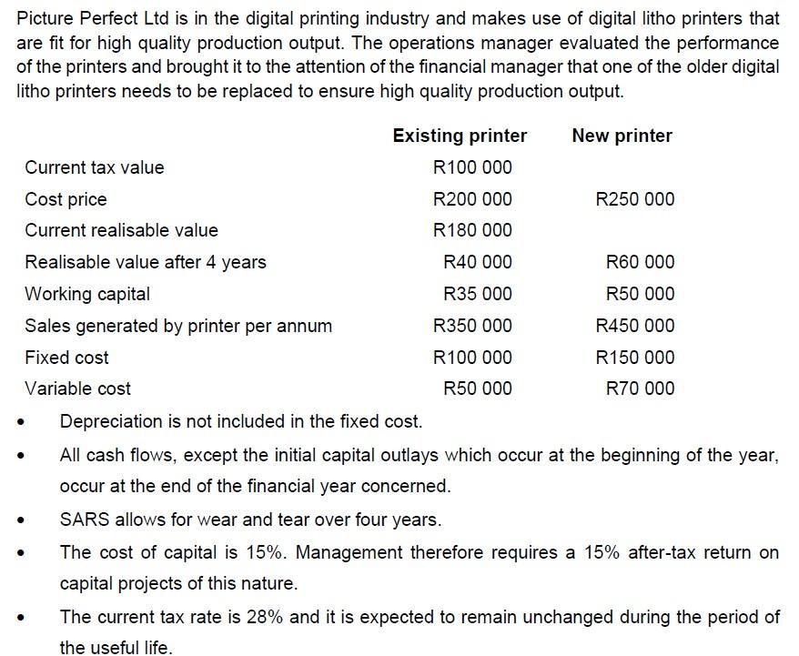 Picture Perfect Ltd is in the digital printing industry and makes use of digital litho printers that are fit