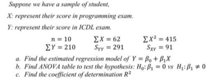 Suppose we have a sample of student, X: represent their score in programming exam. Y: represent their score
