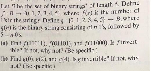 Let B be the set of binary strings
