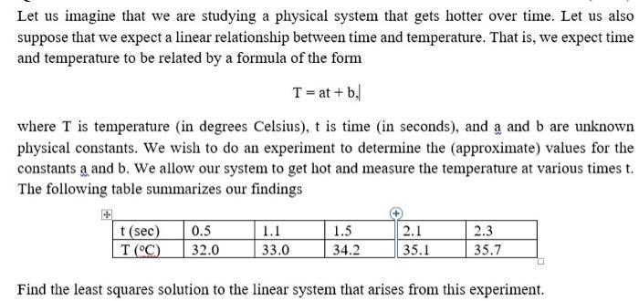 Let us imagine that we are studying a physical system that gets hotter over time. Let us also suppose that we
