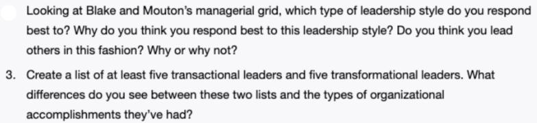 Looking at Blake and Mouton's managerial grid, which type of leadership style do you respond best to? Why do