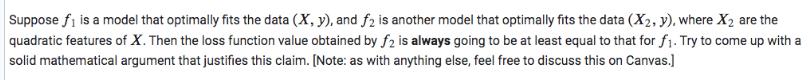 Suppose fi is a model that optimally fits the data (X, y), and f is another model that optimally fits the