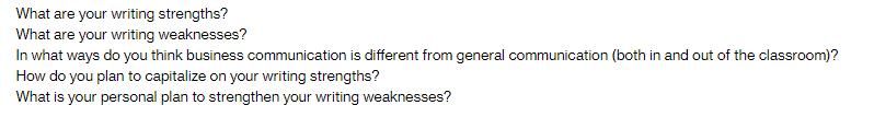 What are your writing strengths? What are your writing weaknesses? In what ways do you think business