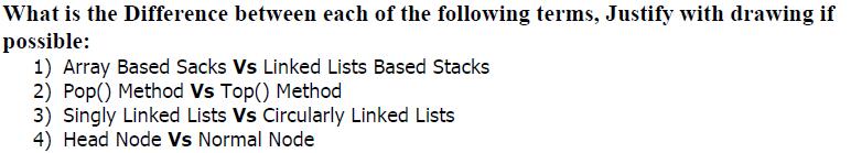 What is the Difference between each of the following terms, Justify with drawing if possible: 1) Array Based