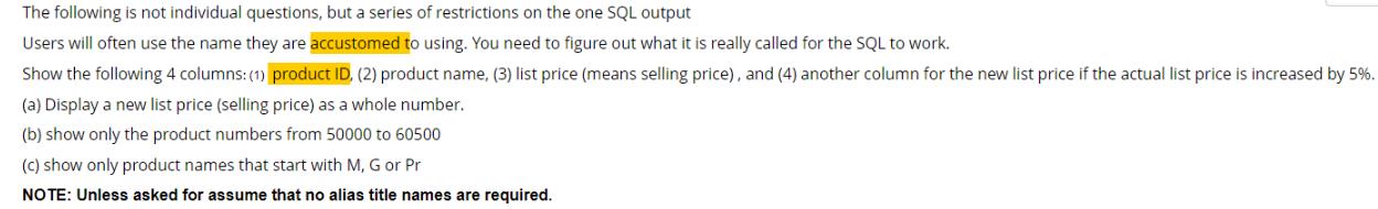 The following is not individual questions, but a series of restrictions on the one SQL output Users will