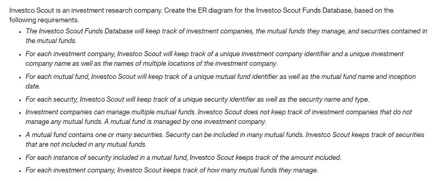 Investco Scout is an investment research company. Create the ER diagram for the Investco Scout Funds