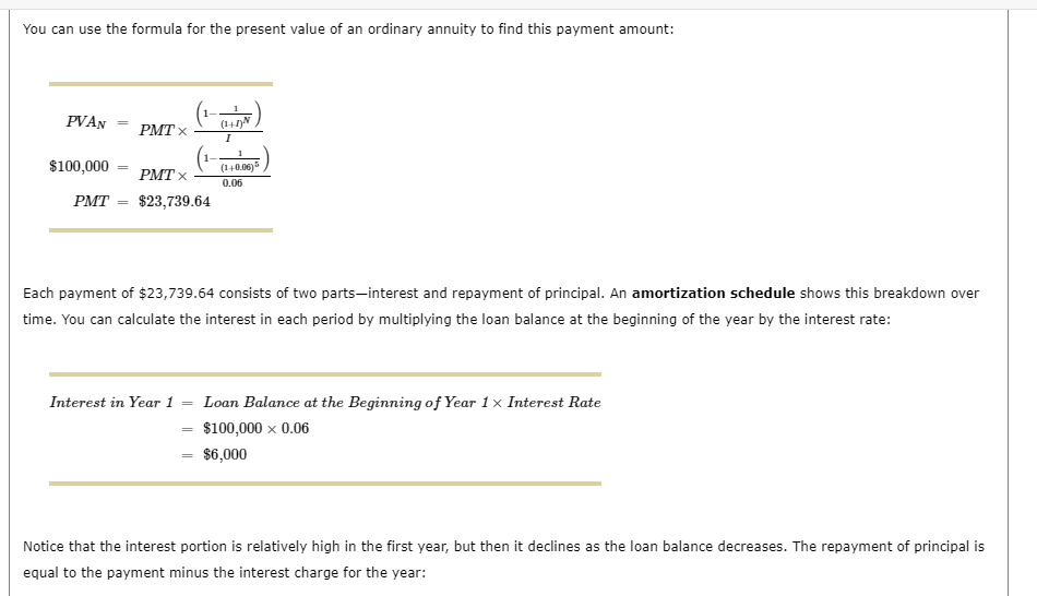 You can use the formula for the present value of an ordinary annuity to find this payment amount: PVAN