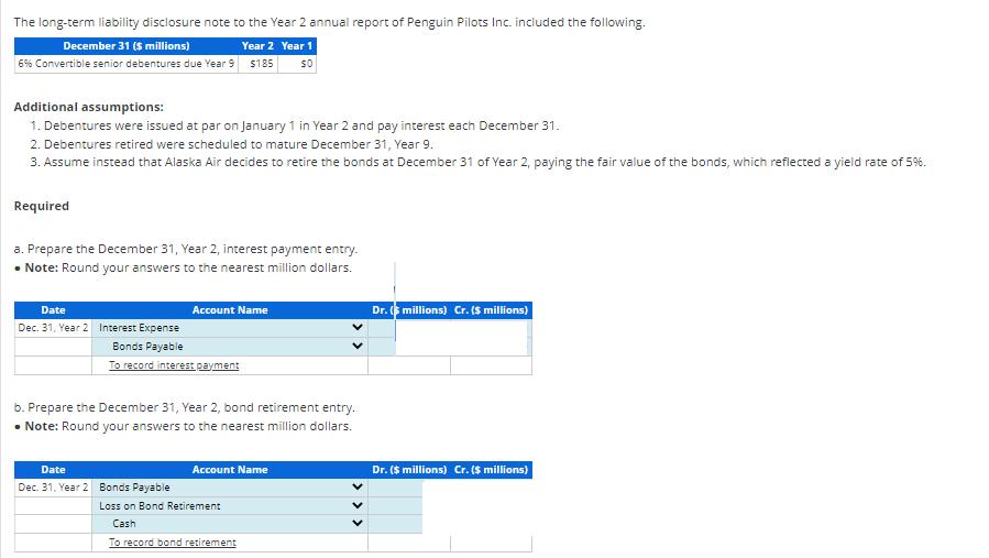 The long-term liability disclosure note to the Year 2 annual report of Penguin Pilots Inc. included the