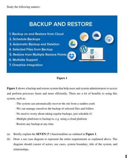 Study the following matters: BACKUP AND RESTORE 1. Backup on and Restore from Cloud 2. Schedule Backups 3.
