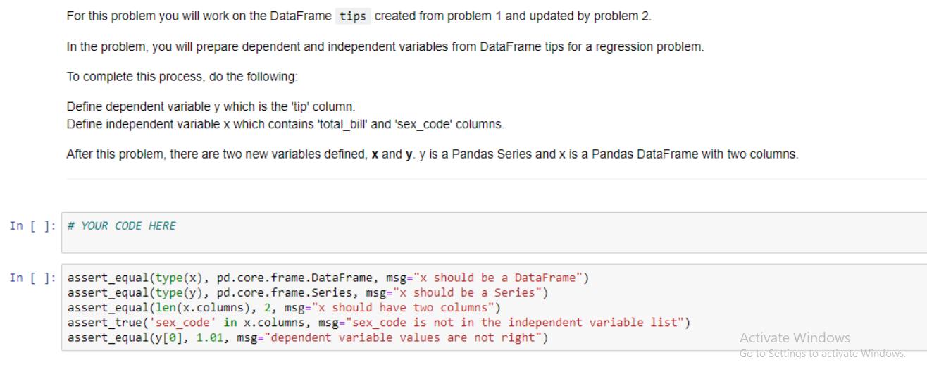 For this problem you will work on the DataFrame tips created from problem 1 and updated by problem 2. In the