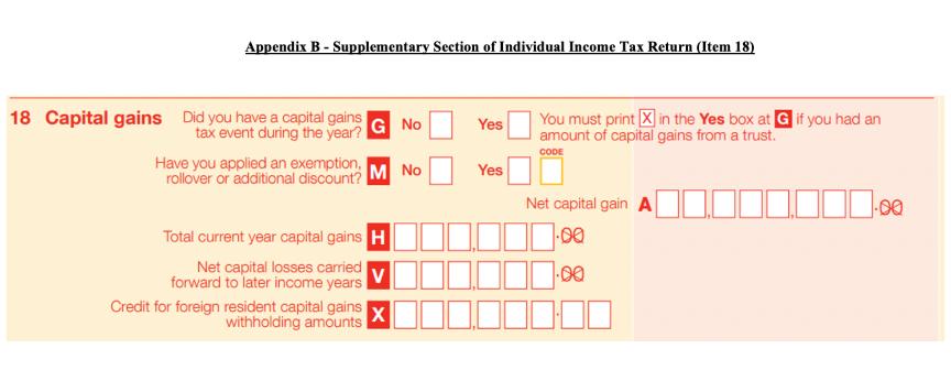 Appendix B - Supplementary Section of Individual Income Tax Return (Item 18) 18 Capital gains Did you have a