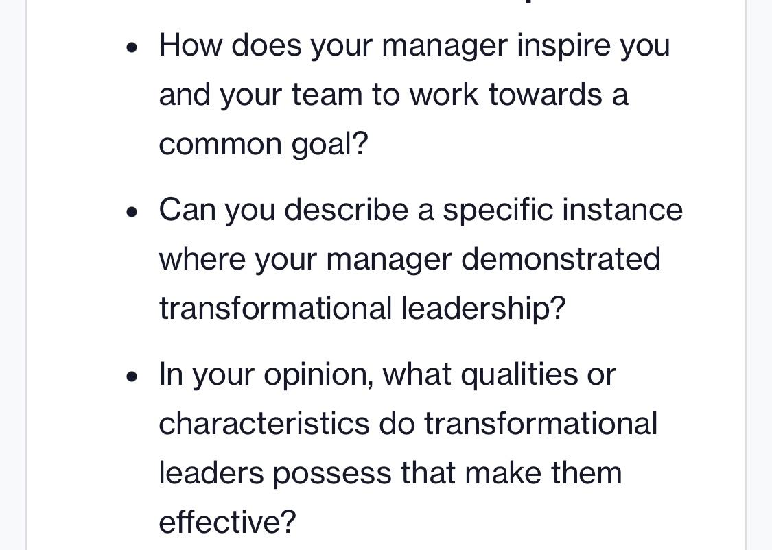 How does your manager inspire you and your team to work towards a common goal?  Can you describe a specific