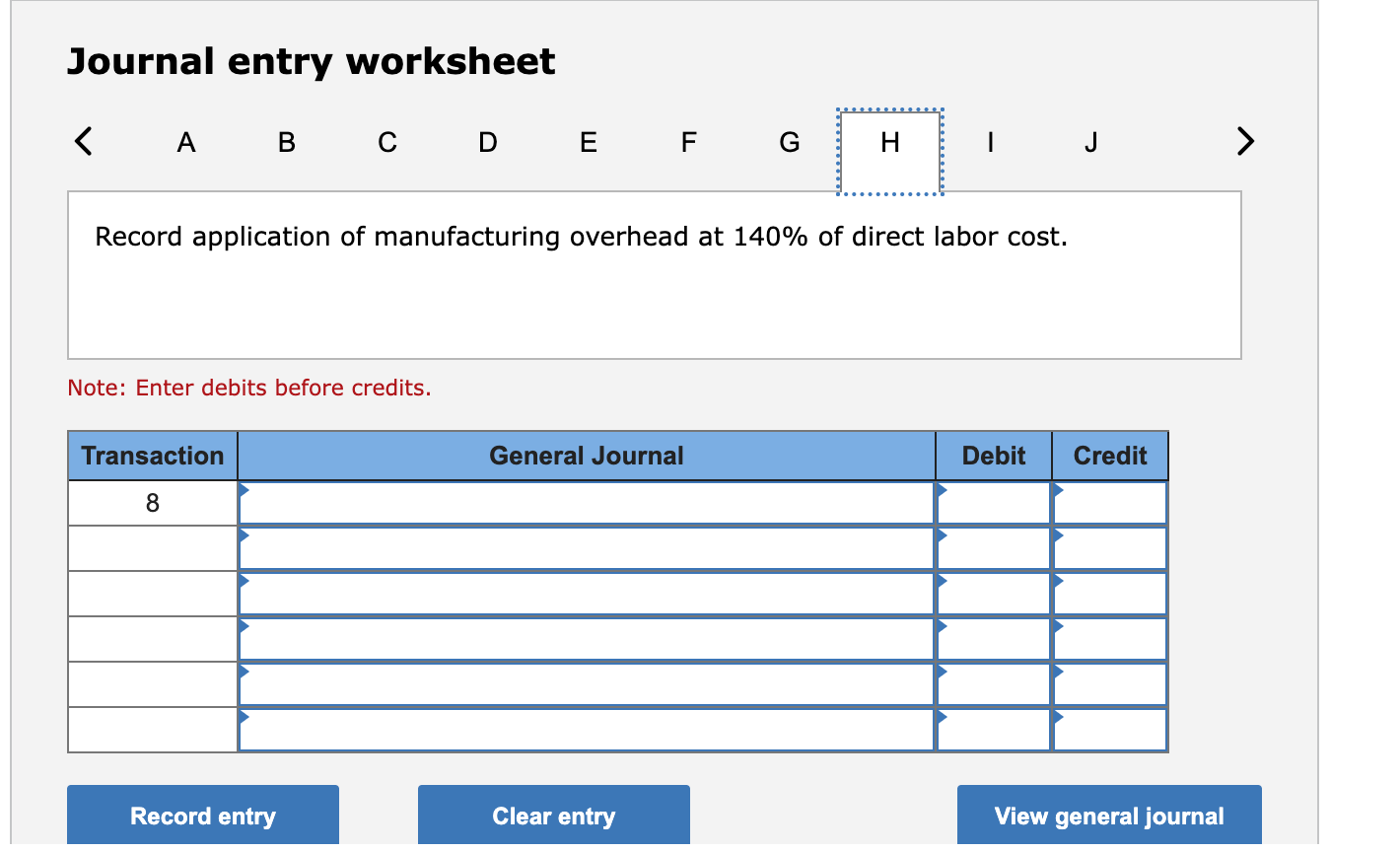 Journal entry worksheet
