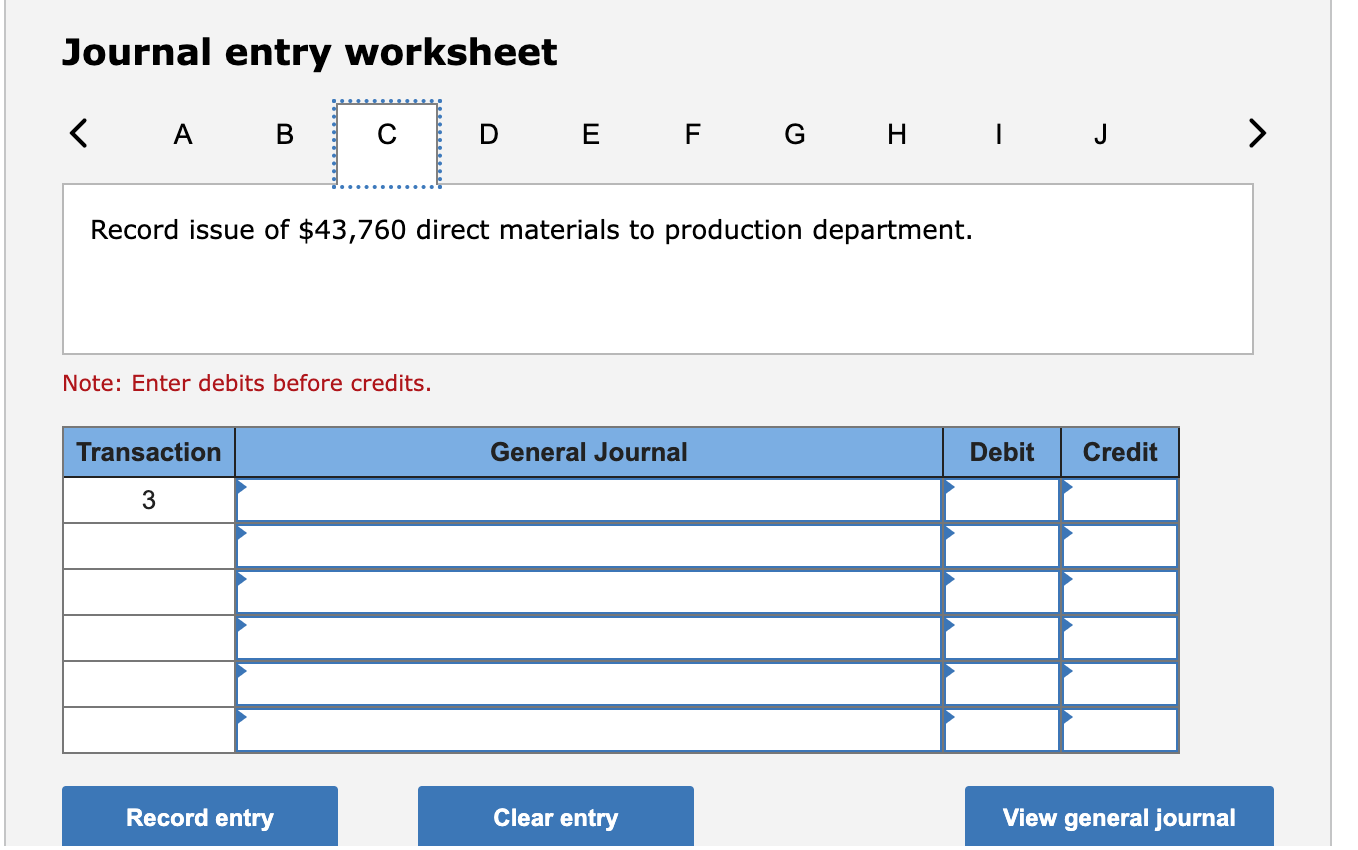 Journal entry worksheet