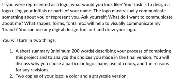 If you were represented as a logo, what would you look like? Your task is to design a logo using your