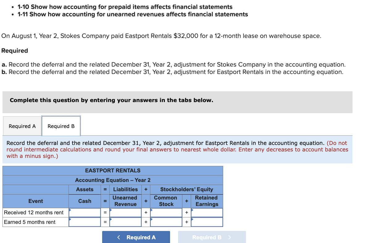 1-10 Show how accounting for prepaid items affects financial statements  1-11 Show how accounting for