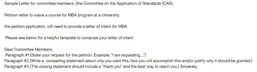 Sample Letter for committee members. (the Committee on the Application of Standards (CAS). Petition letter to