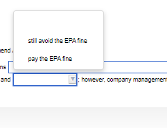 end ns and still avoid the EPA fine pay the EPA fine however, company management