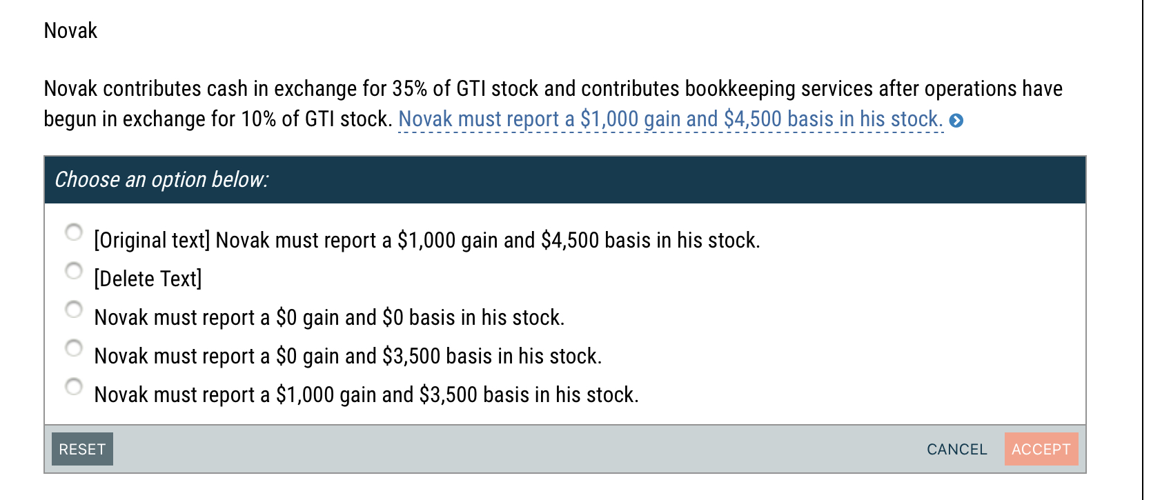 Novak Novak contributes cash in exchange for 35% of GTI stock and contributes bookkeeping services after