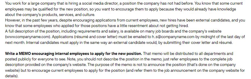 You work for a large company that is hiring a social media director, a position the company has not had