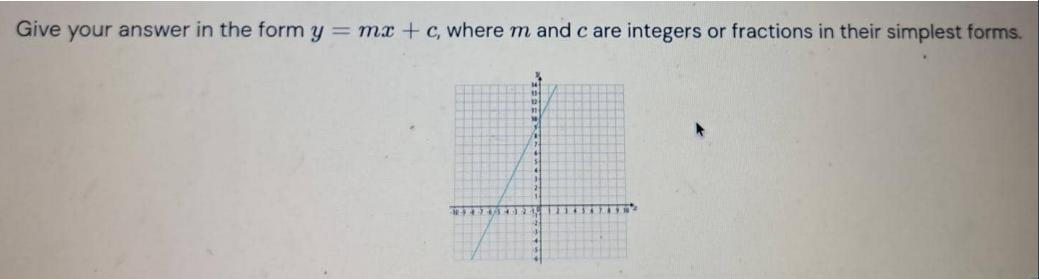 Give your answer in the form y = mx + c, where m and care integers or fractions in their simplest forms. 4 H