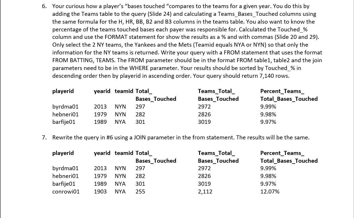 6. Your curious how a player's 