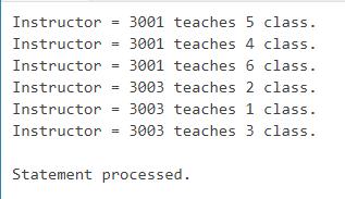 Instructor Instructor 3001 teaches 5 class.. 3001 teaches 4 class. 3001 teaches 6 class. Instructor