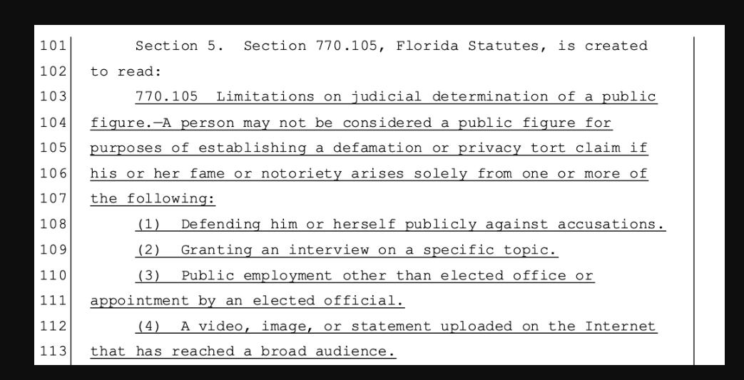 Section 5. Section 770.105, Florida Statutes, is created 101 102 103 104 770.105 Limitations on judicial