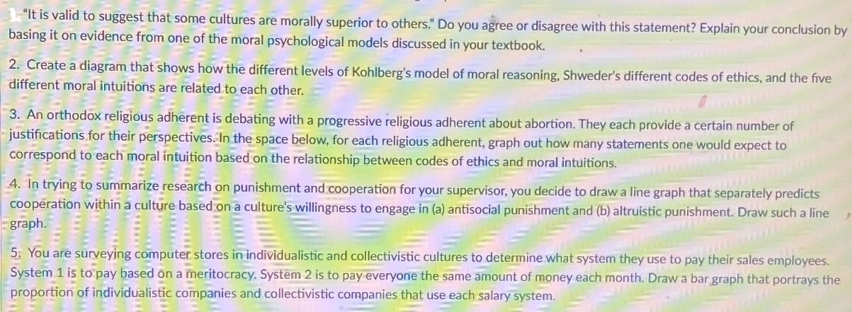 "It is valid to suggest that some cultures are morally superior to others." Do you agree or disagree with