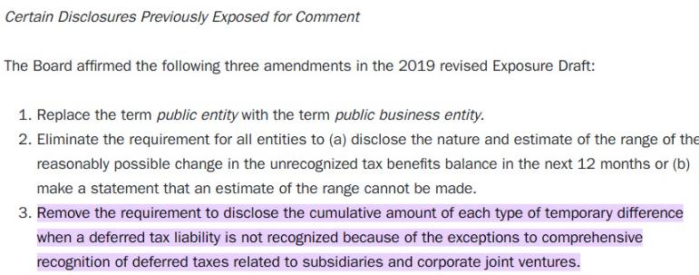 Certain Disclosures Previously Exposed for Comment The Board affirmed the following three amendments in the
