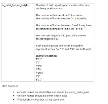 is_valld_human_height Best Practices Number of feet, apostrophe, number of Inches, double quotation mark. The