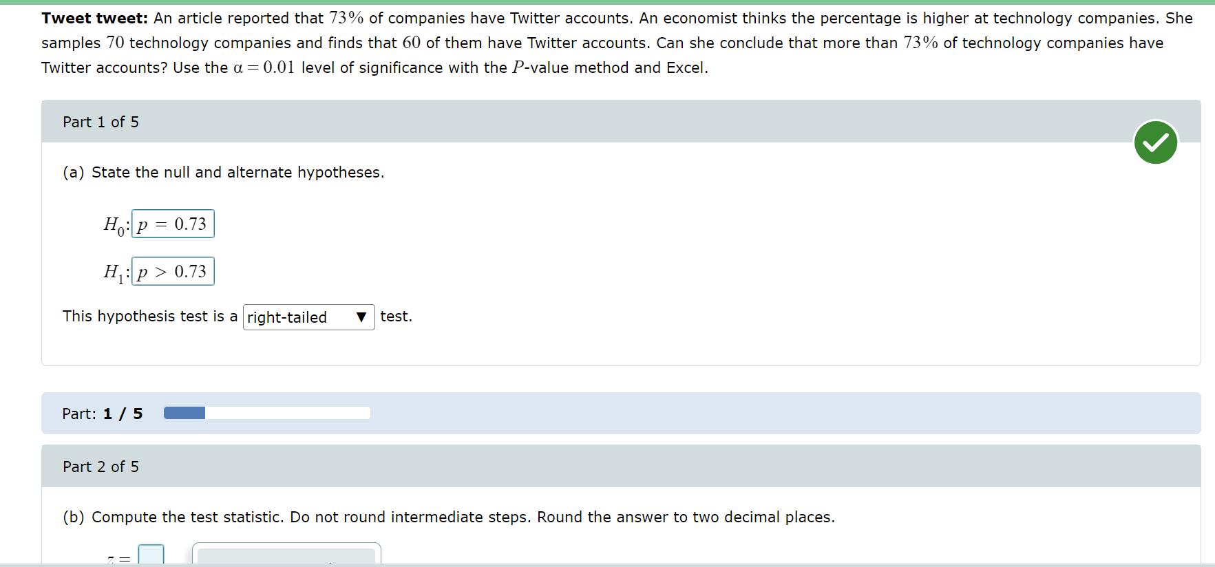 Tweet tweet: An article reported that 73% of companies have Twitter accounts. An economist thinks the