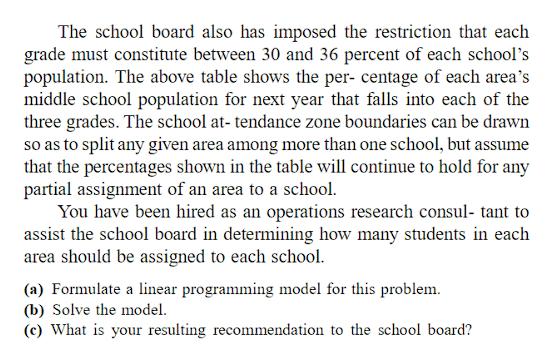 The school board also has imposed the restriction that each grade must constitute between 30 and 36 percent