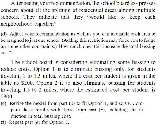 After seeing your recommendation, the school board ex- presses concern about all the splitting of residential