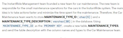 The InstantRide Management team founded a new team for car maintenance. The new team is responsible for the