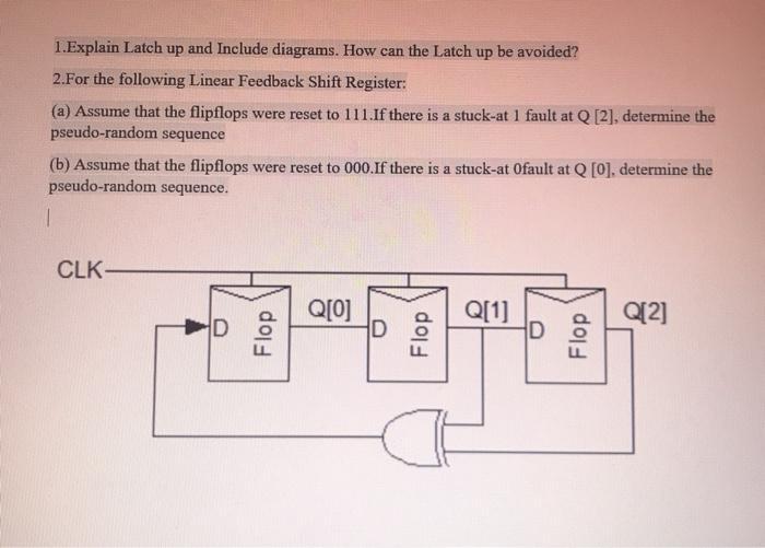 1.Explain Latch up and Include diagrams. How can the Latch up be avoided? 2.For the following Linear Feedback