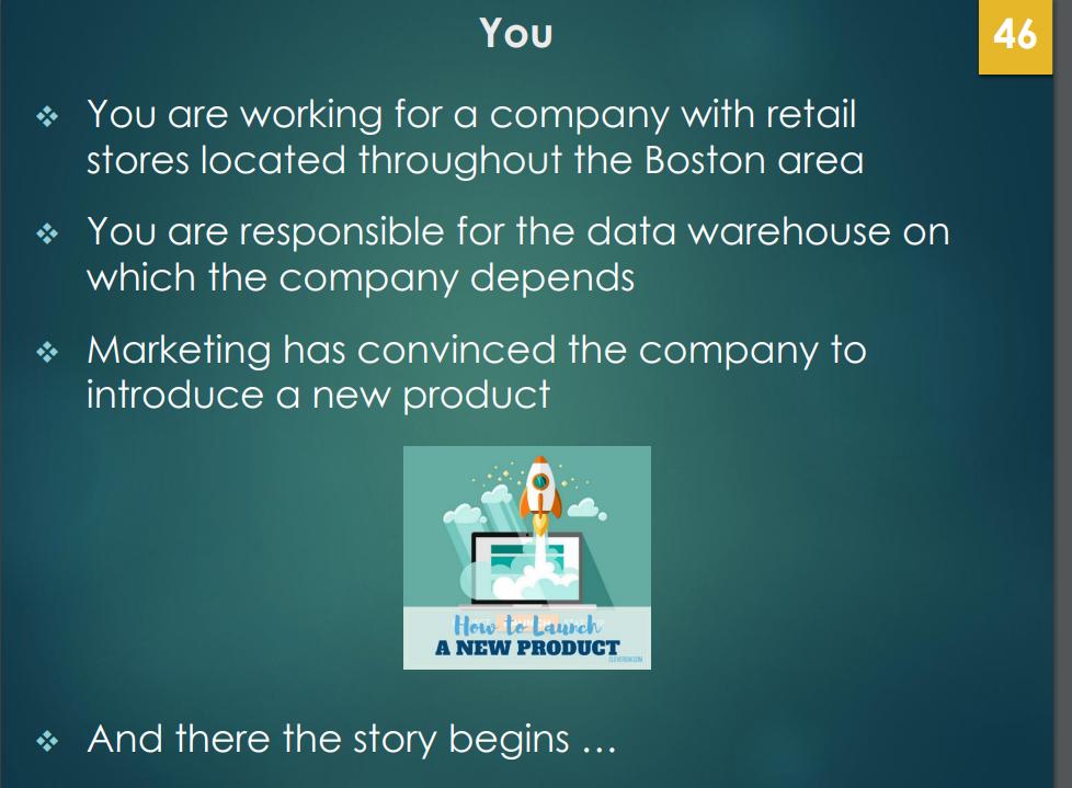 You * You are working for a company with retail stores located throughout the Boston area You are responsible